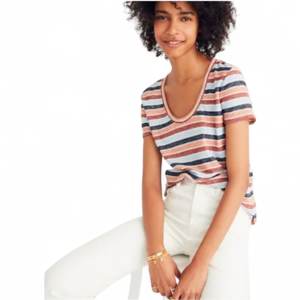 MADEWELL Alto Scoop Tee in Colborne Stripe - XS